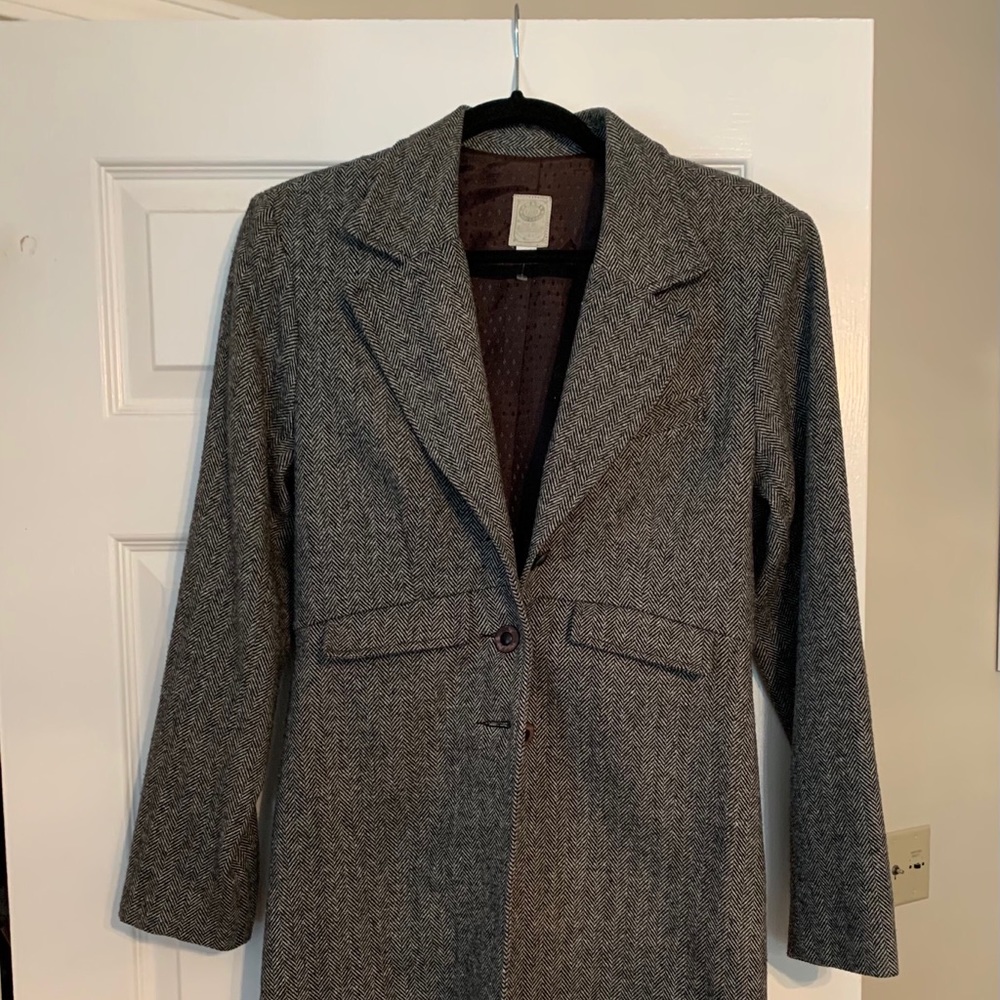 Tweed herringbone wool frock coat